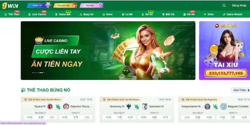 Khám phá giao diện nhà cái 9WIN tối ưu cho mọi thiết bị,  tốc độ cực nhanh